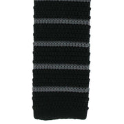 Michelsons of London Silk Knitted Striped Skinny Tie - Black/Charcoal