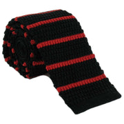 Michelsons of London Silk Knitted Striped Skinny Tie - Black/Red