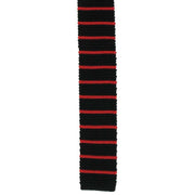 Michelsons of London Silk Knitted Striped Skinny Tie - Black/Red