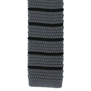 Michelsons of London Silk Knitted Striped Skinny Tie - Charcoal/Black