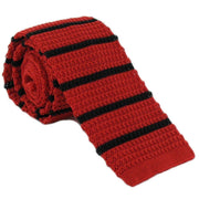 Michelsons of London Silk Knitted Striped Skinny Tie - Red/Black