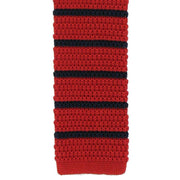Michelsons of London Silk Knitted Striped Skinny Tie - Red/Navy