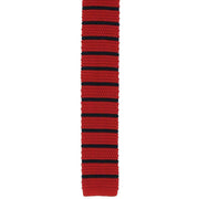 Michelsons of London Silk Knitted Striped Skinny Tie - Red/Navy