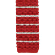 Michelsons of London Silk Knitted Striped Skinny Tie - Red/White
