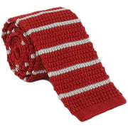 Michelsons of London Silk Knitted Striped Skinny Tie - Red/White