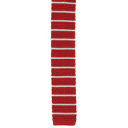 Michelsons of London Silk Knitted Striped Skinny Tie - Red/White