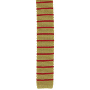 Michelsons of London Silk Knitted Striped Skinny Tie - Yellow/Red