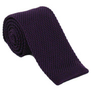 Michelsons of London Skinny Silk Knitted Tie - Purple