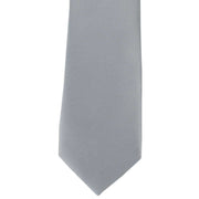 Michelsons of London Slim Satin Polyester Pocket Square and Tie Set - Silver