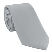 Michelsons of London Slim Satin Polyester Pocket Square and Tie Set - Silver