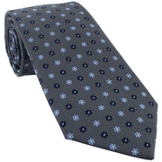 Michelsons of London Small Flower Tie and Pocket Square Set - Grey