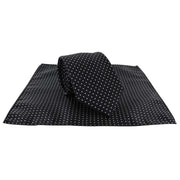 Michelsons of London Spot Polyester Tie and Pocket Square Set - Black/White