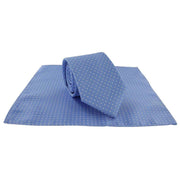 Michelsons of London Spot Polyester Tie and Pocket Square Set - Light Blue/White