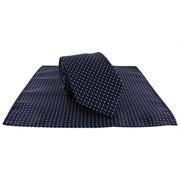 Michelsons of London Spot Polyester Tie and Pocket Square Set - Navy/White