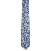 Michelsons of London Sprawling Floral Polyester Tie and Pocket Square Set - Blue
