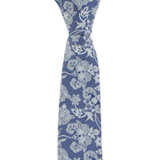 Michelsons of London Sprawling Floral Polyester Tie and Pocket Square Set - Blue