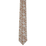Michelsons of London Sprawling Floral Polyester Tie and Pocket Square Set - Brown