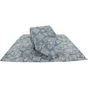 Michelsons of London Sprawling Floral Polyester Tie and Pocket Square Set - Grey