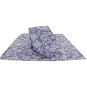 Michelsons of London Sprawling Floral Polyester Tie and Pocket Square Set - Lilac