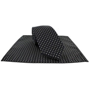 Michelsons of London Square Grid Tie and Pocket Square Set - Black