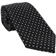 Michelsons of London Square Grid Tie and Pocket Square Set - Black