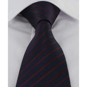Michelsons of London Striped Extra Long Polyester Tie - Navy/Wine