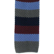 Michelsons of London Striped Skinny Silk Knitted Tie - Grey