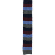 Michelsons of London Striped Skinny Silk Knitted Tie - Grey