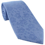 Michelsons of London Subtle Floral Silk Tie and Pocket Square Set - Light Blue