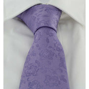 Michelsons of London Subtle Floral Silk Tie and Pocket Square Set - Lilac