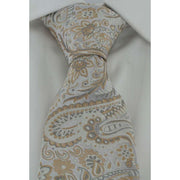 Michelsons of London Summer Paisley Tie and Pocket Square Set - Gold/Ecru