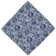 Michelsons of London Textured Rose Floral Polyester Tie and Pocket Square Set - Blue/Navy