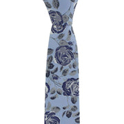 Michelsons of London Textured Rose Floral Polyester Tie and Pocket Square Set - Blue/Navy