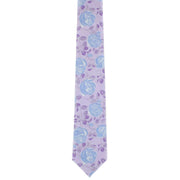 Michelsons of London Textured Rose Floral Polyester Tie and Pocket Square Set - Lilac/Blue