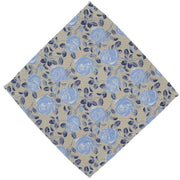 Michelsons of London Textured Rose Floral Polyester Tie and Pocket Square Set - Taupe/Blue