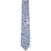 Michelsons of London Textured Springtime Floral Polyester Tie and Pocket Square Set - Blue/Pink