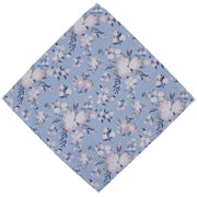 Michelsons of London Textured Springtime Floral Polyester Tie and Pocket Square Set - Blue/Pink