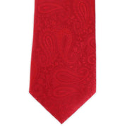 Michelsons of London Tonal Polyester Paisley Pocket Square and Tie Set - Bright Red