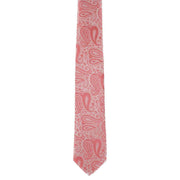 Michelsons of London Tonal Polyester Paisley Pocket Square and Tie Set - Coral Pink