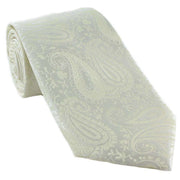 Michelsons of London Tonal Polyester Paisley Pocket Square and Tie Set - Cream