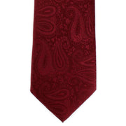 Michelsons of London Tonal Polyester Paisley Pocket Square and Tie Set - Dark Red
