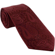 Michelsons of London Tonal Polyester Paisley Pocket Square and Tie Set - Dark Red