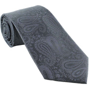Michelsons of London Tonal Polyester Paisley Pocket Square and Tie Set - Grey