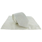 Michelsons of London Tonal Polyester Paisley Pocket Square and Tie Set - Ivory