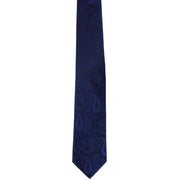 Michelsons of London Tonal Polyester Paisley Pocket Square and Tie Set - Navy