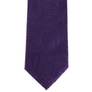 Michelsons of London Tonal Polyester Paisley Pocket Square and Tie Set - Purple