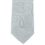 Michelsons of London Tonal Polyester Paisley Pocket Square and Tie Set - Silver