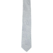 Michelsons of London Tonal Polyester Paisley Pocket Square and Tie Set - Silver