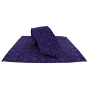 Michelsons of London Traditional Medallion Tie and Pocket Square Set - Purple