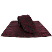 Michelsons of London Traditional Medallion Tie and Pocket Square Set - Red